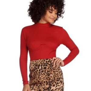 Red! Long sleeve body suit. Wired.